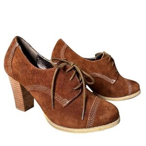 Hush Puppies | Brown Paradise Lace Up Oxford Suede Booties Size 7